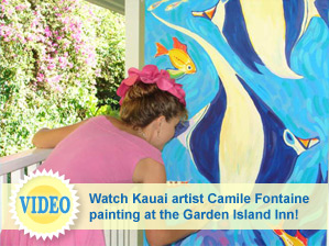 View video of Kauai artist Camile Fontaine's paintings at The Garden Island Inn